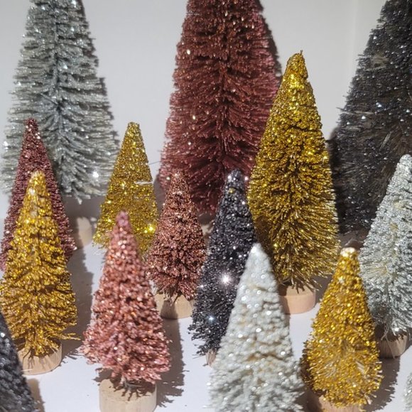 MEGA METAL Metallic Silver Gold Copper Rose Gold Titanium Mini Xmas Trees Decor - Picture 2 of 7